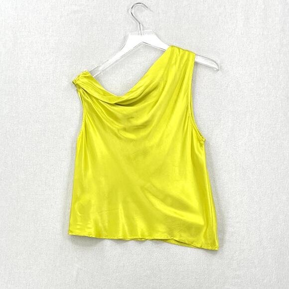 ENZA COSTA Satin Bias Off the Shoulder Top Womens Large 3 Lime Green Shirt NEW - Picture 7 of 16